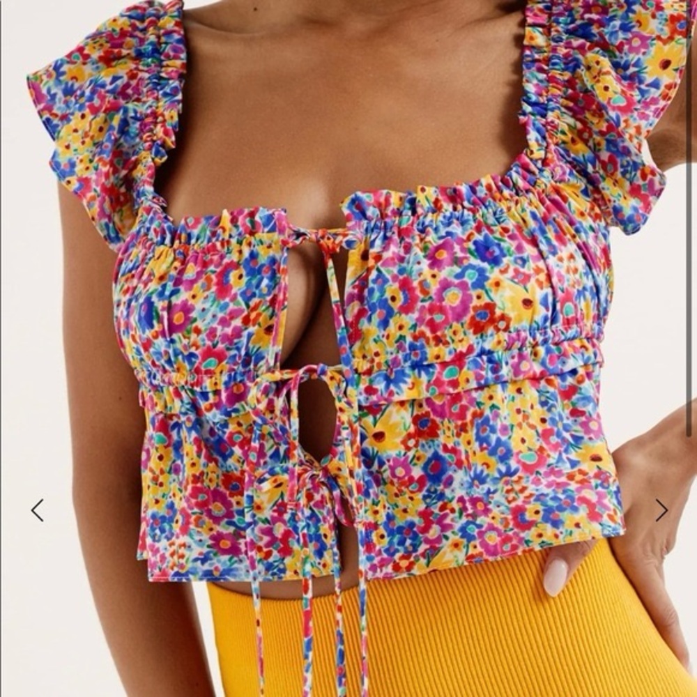 For Love & Lemons Sasha Crop Top in Blue